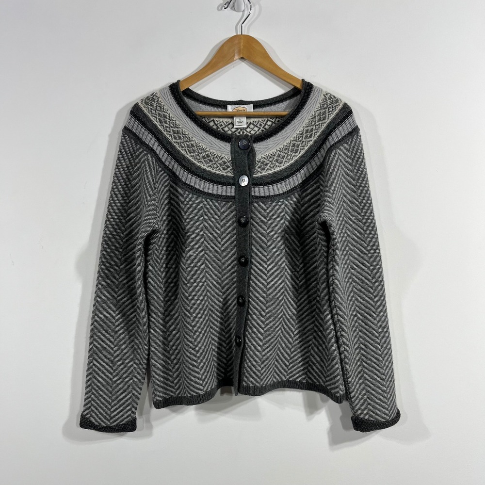 Talbots Old Money Nordic Lambswool Angora Fair Isle Cardigan Sweater‎ Large 90s